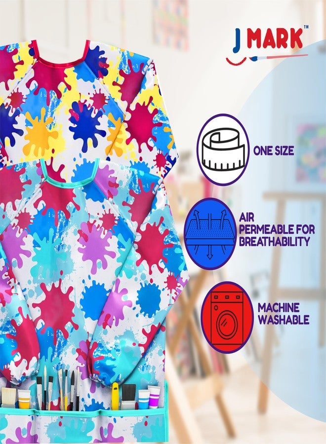 J MARK Art Smock Painting Apron - (Pack of 2) Long Sleeve and 2 Pockets for Arts & Crafts - Waterproof Artist Paint Shirt Colorful - Image 4